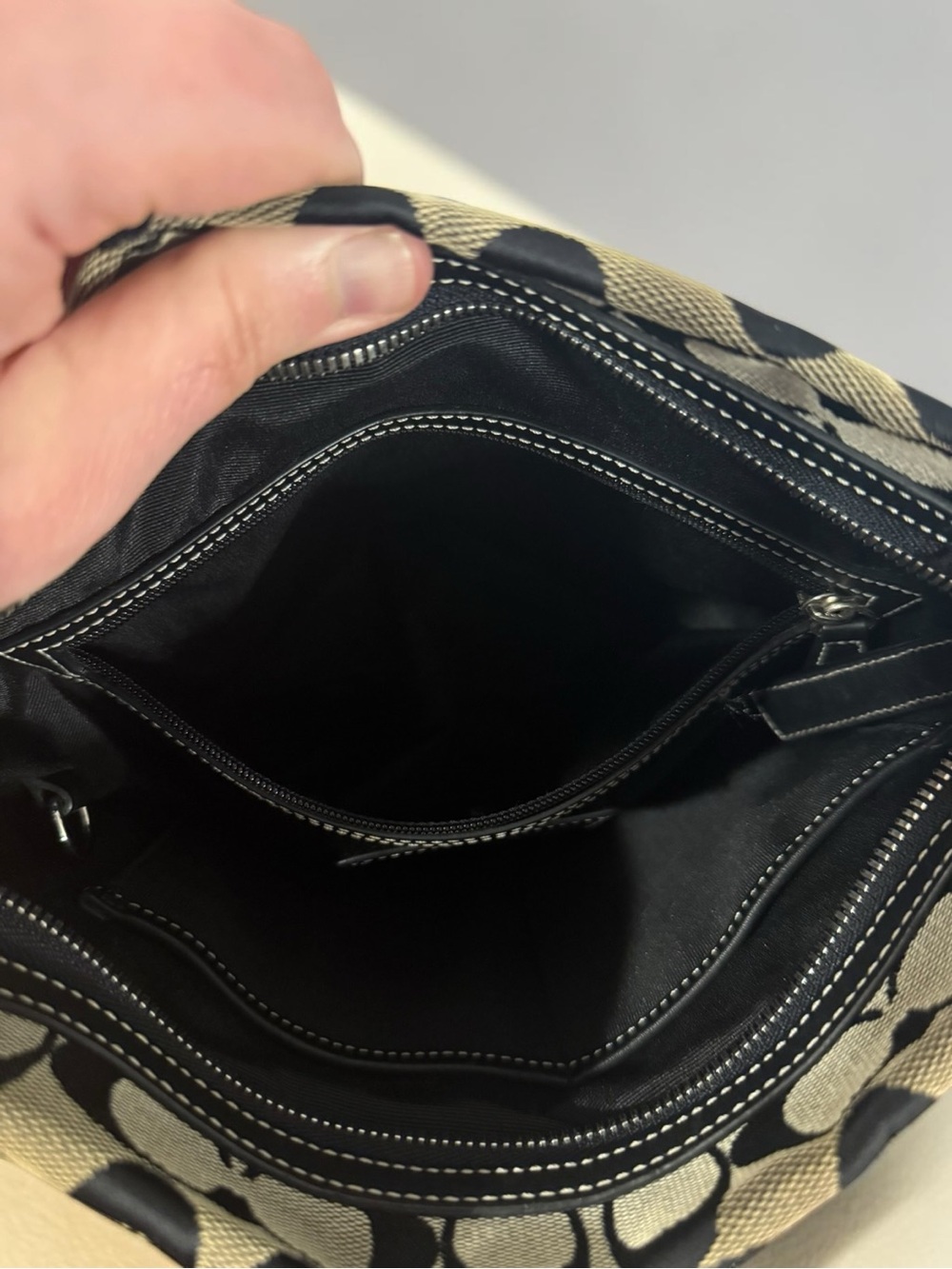 COACH Signature Canvas Hobo Bucket Shoulder Bag Jacquard Leather Y2K 6076 - Picture 10 of 12